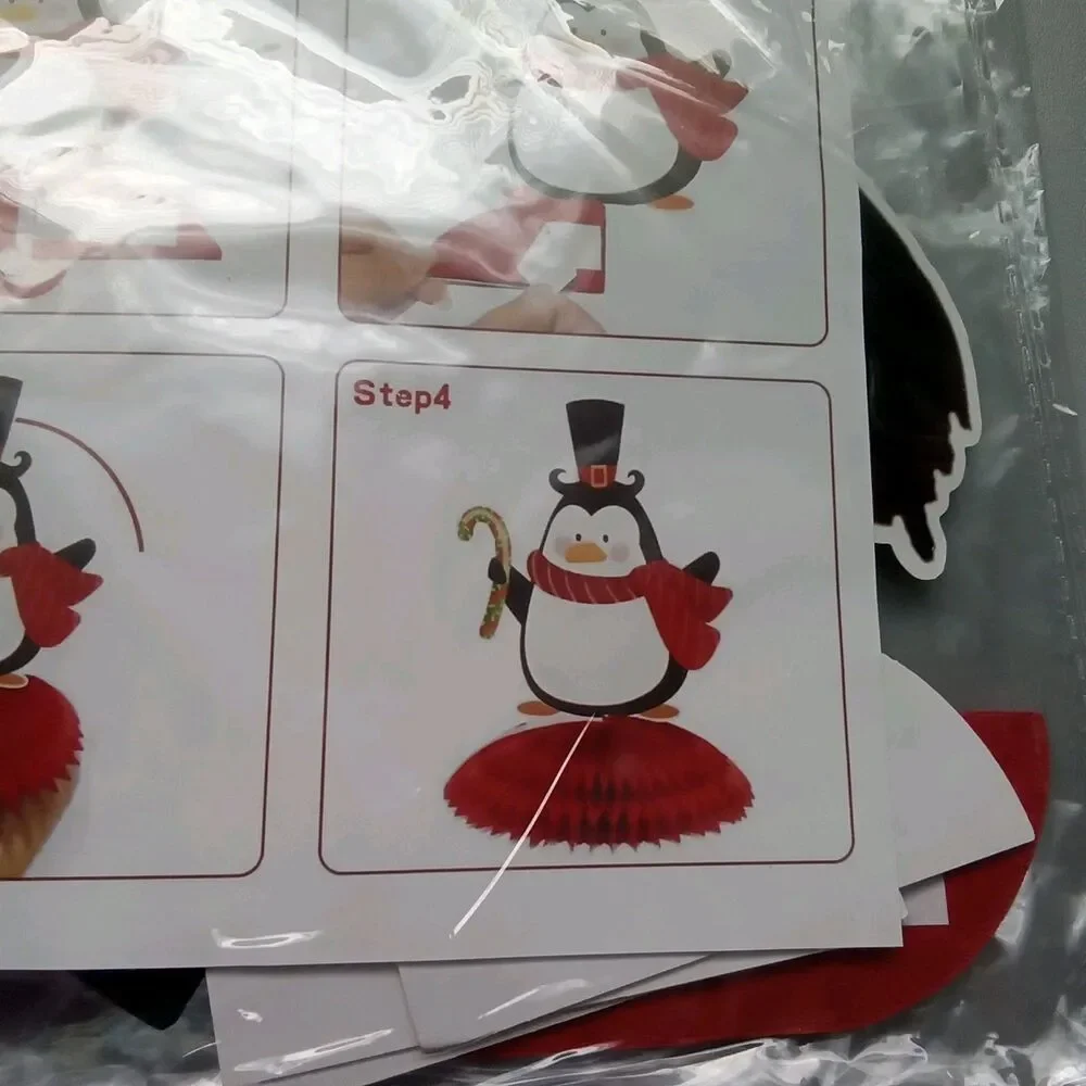 Leinuosen 10 Piece Penguin Honeycomb Centerpiece‎ Christmas Holiday Snowman